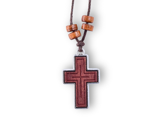 COLGANTE CRUZ MADERA REBORDE METAL